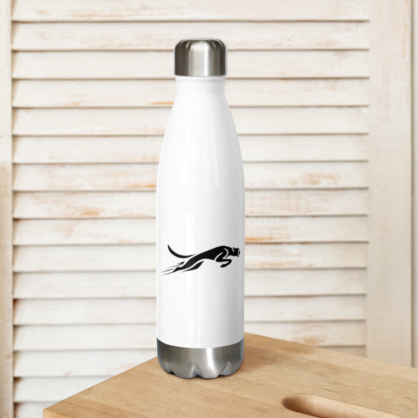 VLYTO stainless steel water bottle on wooden table